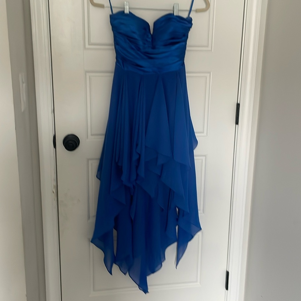 Strapless Satin & Chiffon Handkerchief Hem Dress celestial Fairy Boho,XS